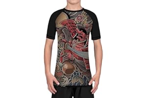 O2TEE Unisex Boys Girls Graphic BJJ Rash Guards Short Sleeve Sport Shirts