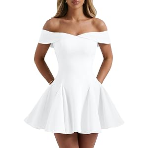 DAAWENXI Off The Shoulder Dress for Women A Line Party Mini Dresses | Graduation Dress,Sweetheart Neck,Bodycon,Homecoming,Bri