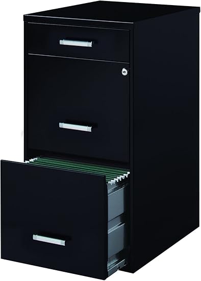 Office Dimensions 18 Deep 3 Drawer Metal File Cabinet Organizer With Pencil Drawer Black Vertical File Cabinets Furniture