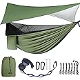 gymolo Camping Hammock - Hammocks with Mosquito Net Tent and Rain Fly Tarp, Portable Single & Double Nylon Parachute Hammock with Heavy Duty Tree Strap, Indoor Outdoor Backpacking Survival Travel