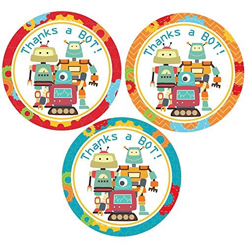 Robot Thank You Stickers by Adore By Nat - Children Birthday Baby Shower Favor Sticker Labels - Set of 30