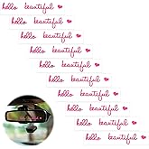 10 x Hello Beautiful Pink Car Mirror Decals Pink Rear View Mirror Accessories Vanity Mirrors Stickers Car Window Decal Cute Cars Accessories for Women