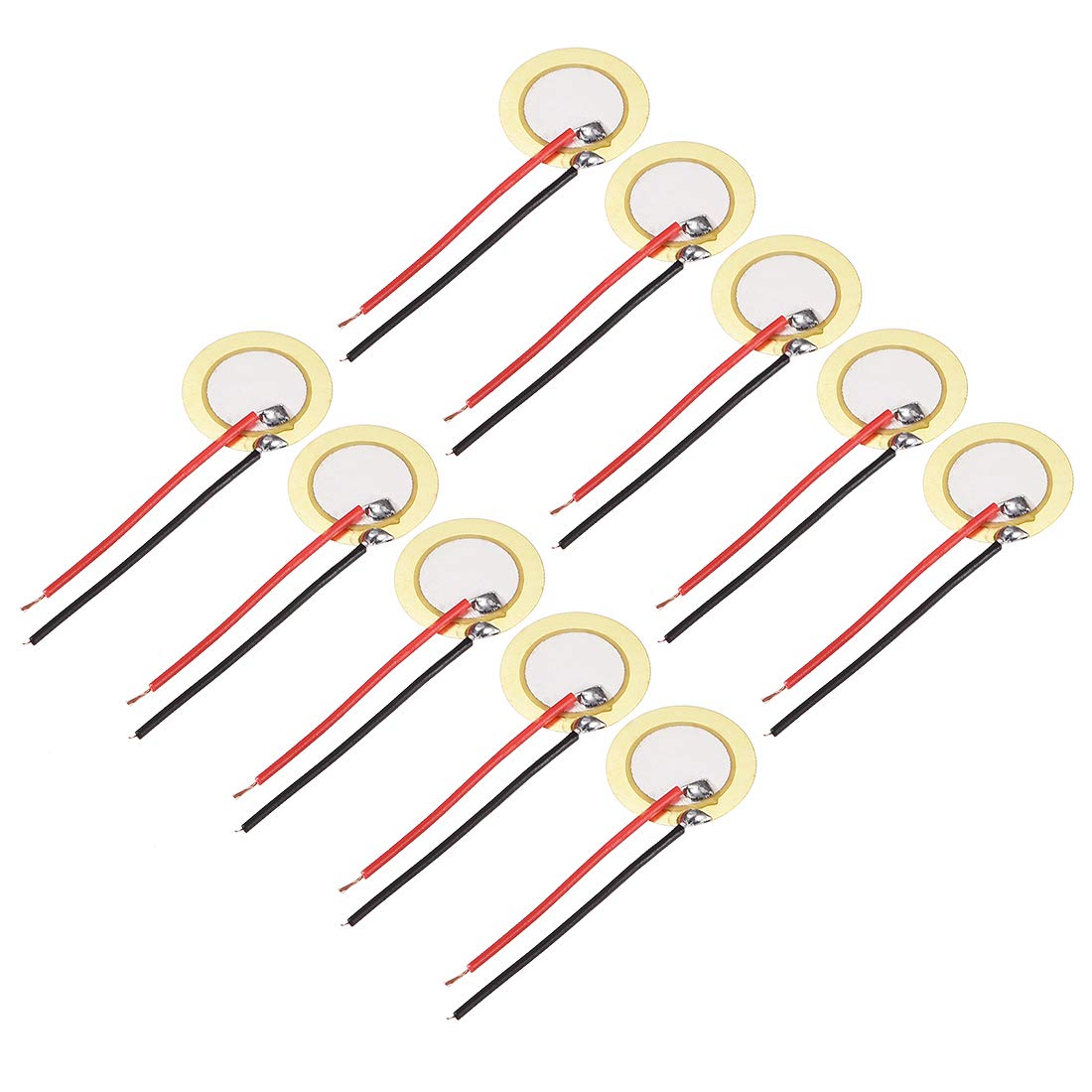 sourcing map 10 Pcs Piezo Discs 15mm Acoustic Pickup Transducer Microphone Trigger Element Drum Guitar