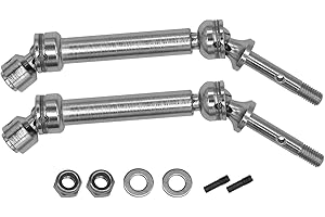 NVWADAYU Steel Rear Driveshaft Assembly (2) Compatible with Traxxas Slash 4X4/2WD,Rustler VXL, Slash Platinym/Ulitmate/VXL, Stampede 4X4 Upgrade Parts, Replace TRA6852A 6852X 9052X 9052R(Sliver Rear-2pcs)