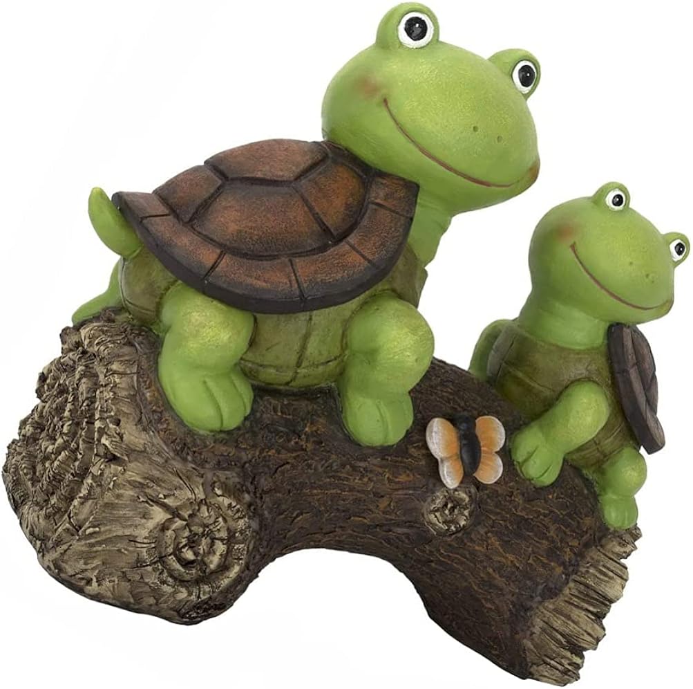 DOITOOL Garden Turtle Figurines Outdoor Decorations Solar Powered