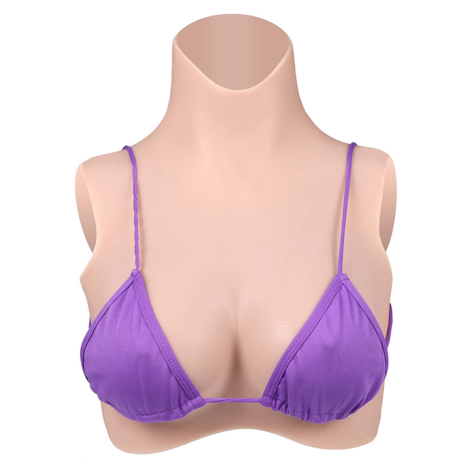 Vnmcry Silicone Breast Forms Realistic Breastplate Half Body Gel Filled Fake Boobs False Chest Plate for Men Transgender Crossdressers Mastectomy Prosthesis Queen Cosplay (Ivory White - A Cup)