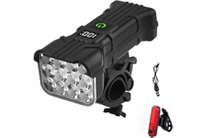 Bicycle Lights Front and Rear for Giant Roam, Ultra Bright Rechargeable Bike Light Set with Horn LCD Power Display Front & Re