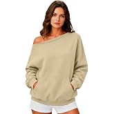 NORIBENREN Womens Off The Shoulder Sweatshirts Comfy Oversized Long Sleeve Y2k Loose Fit Tunic Fall Winter Pullover Sweater