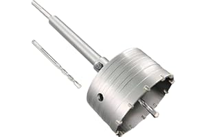 DKIBBITH 4-1/8" Concrete Hole Saw, 105mm Tungsten Steel Core Bit for Cinder Block, Brick, Rock, Plank Walls for Pipes or mini Split Lines, with SDS Plus Shank and 2 Center Positioning Drill Bits.
