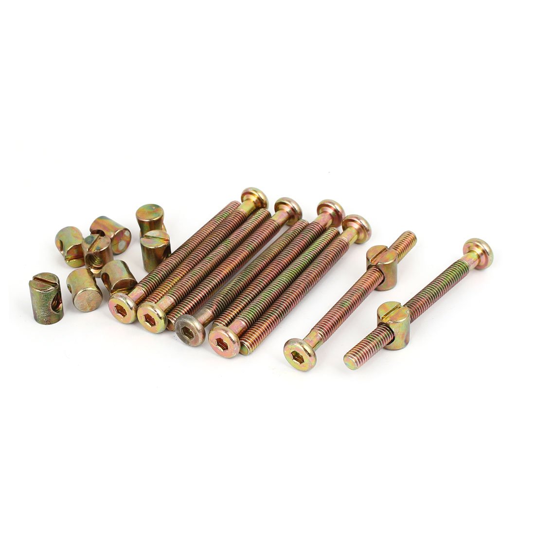 Sourcingmap M6x65mm Hex Key Drive Socket Cap Furniture Bolt w M6x12mm Barrel Nut 10 Set