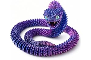 Articulated Crystal Snake – 3D Printed Flexible Snake Figurine, 58 cm (23 in) Poseable Serpent with Movable Mouth, Realistic 