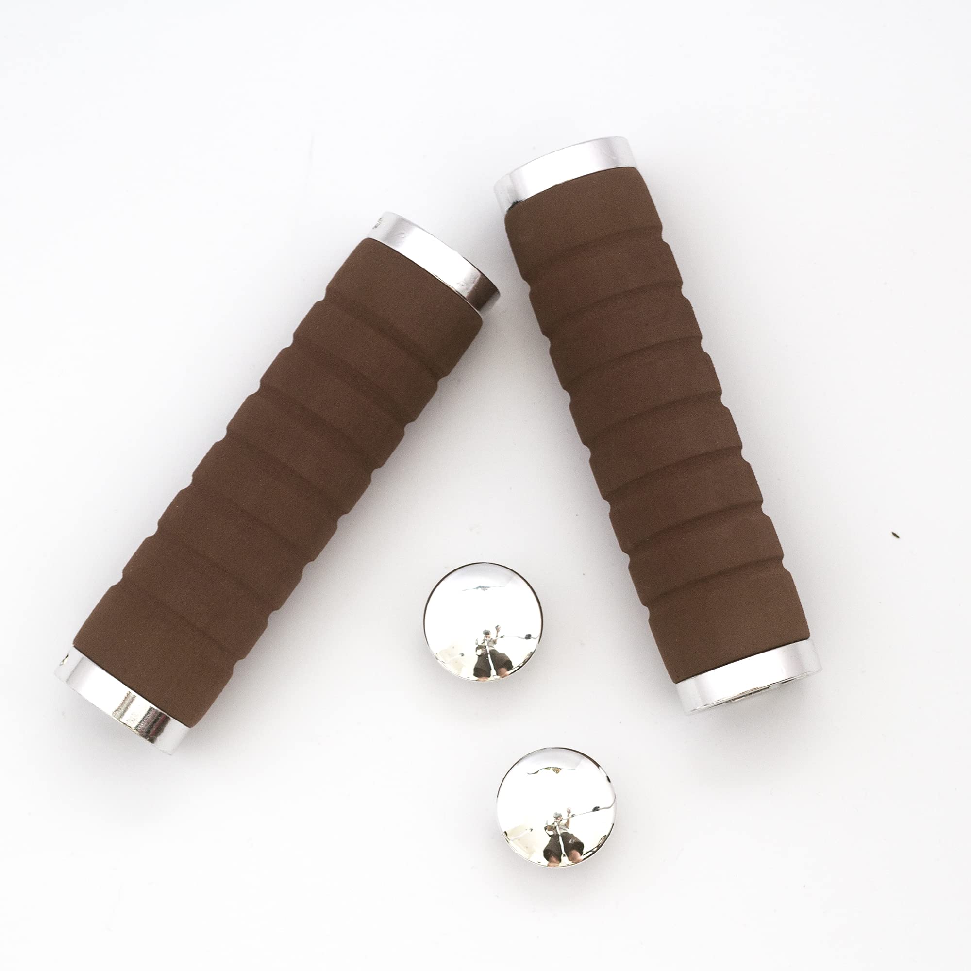Foam M/H/S Grips Aluminium Lock Handlebar Plugs BROWN for BROMPTON