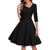 Aupuls 3/4 Sleeve Wedding Guest Dresses for Women Asymmetrical Neck Cocktail Dress