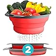 2 pcs Colander Set - Collapsible Colanders by Comfify - Sink Strainers for Kitchen - 2 & 3 qt / 8" & 9.5" Size - Red