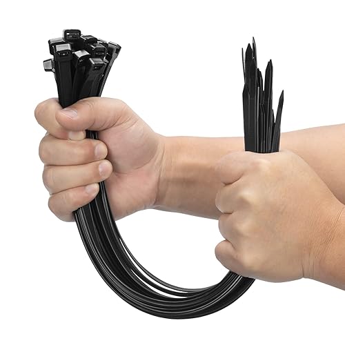 XINGO 16 Inch Black Large Zip Ties Heavy Duty 100 PCS, 200 LBS Ultra Strong  Plastic Wire Ties, Large Cable Ties Extra Long Tie Wraps, Indoor and Outdoor  UV Resistant in Oman |