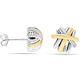Charmsy 925 Sterling Sliver Stud Earrings for Women | Lightweight Antique Two-Tone Stud-Earrings for Women