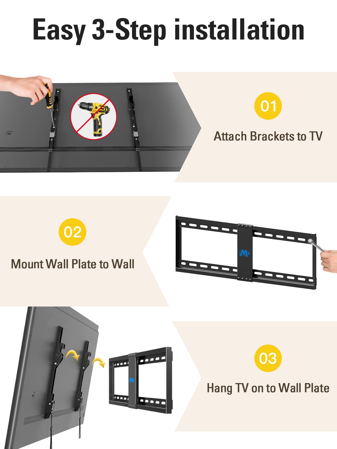 Mounting Dream TV Wall Mount for Most 37-75 Inch TVs, Universal Tilt TV Mount Fit 16