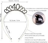 MIOSJI 40th Birthday Sash and Crystal Crown Tiara for Women Party Decorations view 3