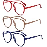 DXYXYO Retro Aviator Reading Glasses for Women, Mens Lightweight Blue Light Blocking Computer Readers