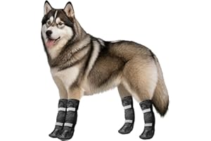 NAMSAN Dog Boots for Large Dogs, 4 Pcs Size 5(XL), Waterproof Rain Booties, Anti-Slip Winter XLarge Dog Boots, Walking Doggie