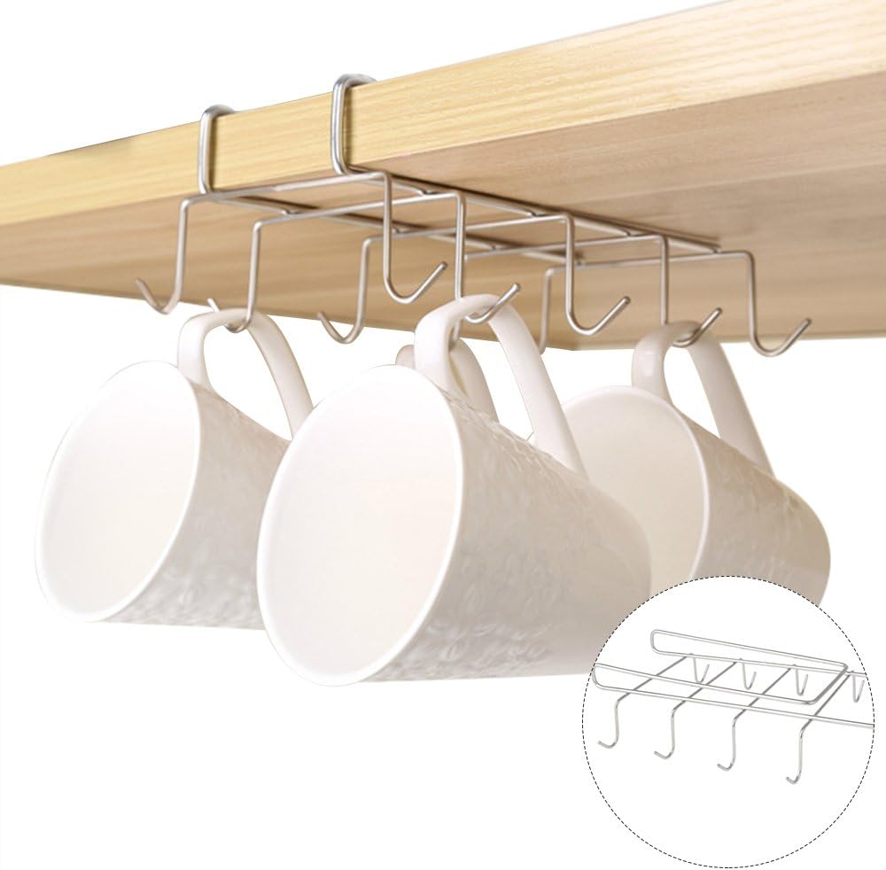 Purewing 10 Hooks Under Shelf Mug Holder Stainless Steel Under