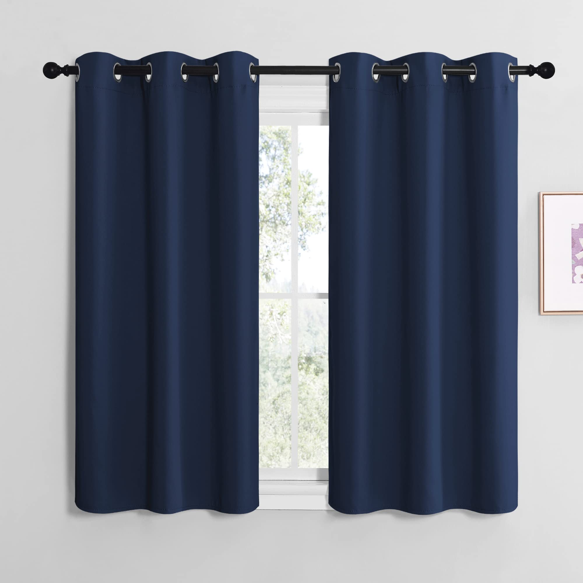 Photo 1 of NICETOWN Blackout Curtain Panels, Window Treatment Energy Saving Thermal Insulated Solid Grommet Blackout Drapes/Draperies (Navy, 1 Pair, 42 by 50-inch)