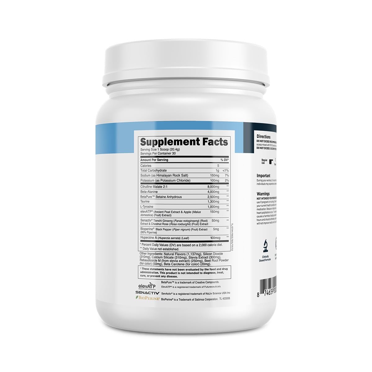 Transparent Labs Stim-Free Pre-Workout - Caffeine & Stim Free Pre Workout Powder for Men and Women with Beta Alanine Powder, Citrulline Malate, & elevATP - 30 Servings, Tropical Punch