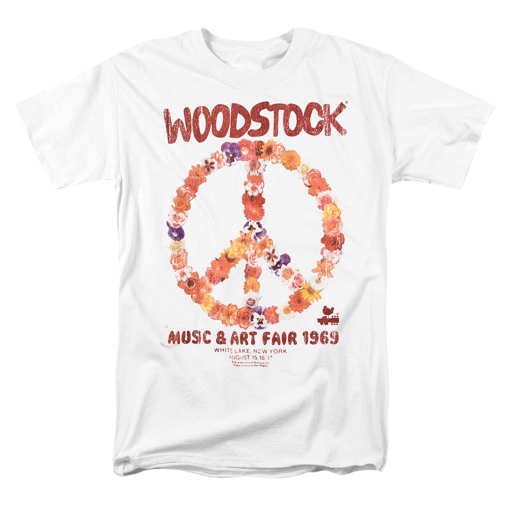 Popfunk Woodstock Peace Symbol White T Shirt