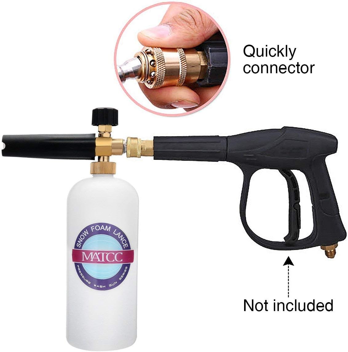 MATCC Adjustable Foam Cannon I Liter Bottle Snow Foam Lance Fit 1/4" Quick Connector Foam Blaster for Pressure Washer Gun: Automotive