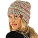Quad Color Warm Chunky Thick Stretchy Knit Slouchy Beanie Skull Cap Hat Hot Pink