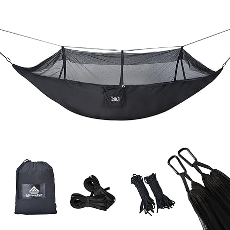 NATUREFUN Ultraleichte Moskito Netz Camping Hängematte / 300kg Tragfähigkeit,(275 x 140 cm) Atmungsaktiv, schnell trocknende 