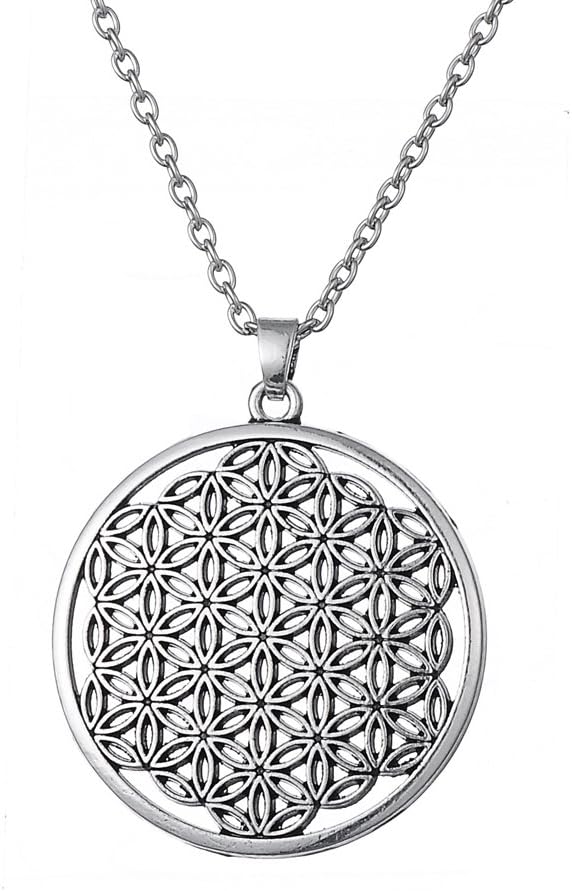 LIKGREAT Vintage Flower of Life Pendant Necklace, Ancient Egyptian Amulet Talisman Jewelry