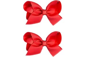 JUCCPUL 2 PCS 3inchs Hair Bows for Girls Grosgrain Ribbon Hair Bow Alligator Clips Hair Accessories for Baby Girls Toddlers(Red)