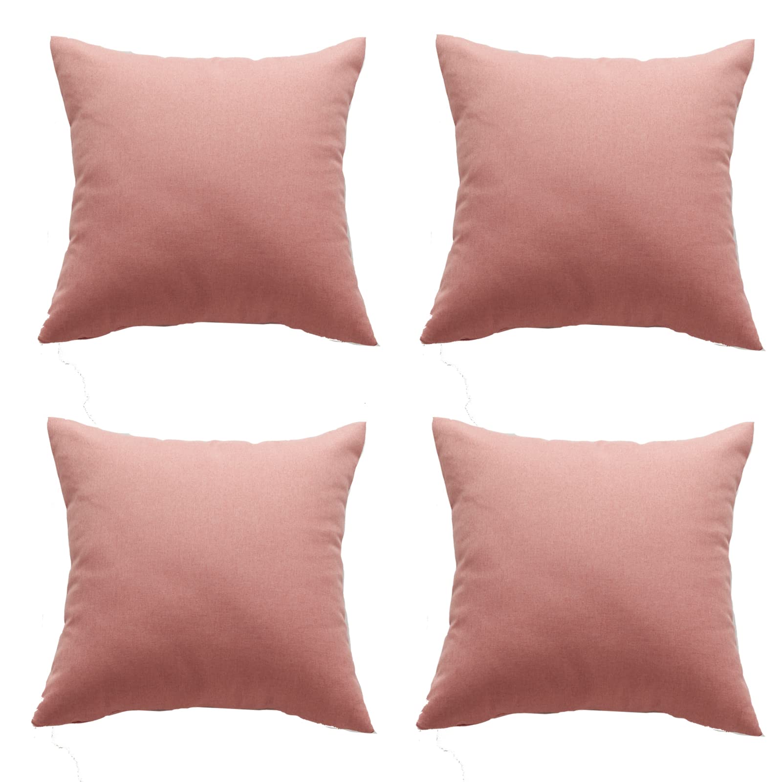Outdoor Waterproof Cushion Cover, Pack of 2 Throw Pillow Covers Waterproof Garden Cushion Case Linen Square Pillow Cases for Patio Tent Balcony Couch Sofa, 18"x18"(45x45cm) (Pink, 4 Pack)