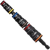 Klein Tools 32933 7-in-1 Impact Driver, SAE Impact Rated Socket Set, 5-Inch | 3 Flip Sockets with 6 Hex Driver Sizes and 1/4-Inch Bit Holder, 5-Inch Shaft