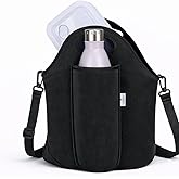 Insulated Lunch Bag Tote with Patented Integrated Bottle Holder – Neoprene Lunch Bag for Work, Travel & Picnics, Leak-Resistant, Easy-Clean Wipeable Lining, Reusable Lunch Tote & Removable Strap