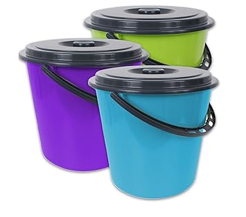 EuroDiscount Eimer mit Deckel lebensmittelechter Eimer Futtereimer 3 Stück Größenauswahl, Größe:5.0 Liter