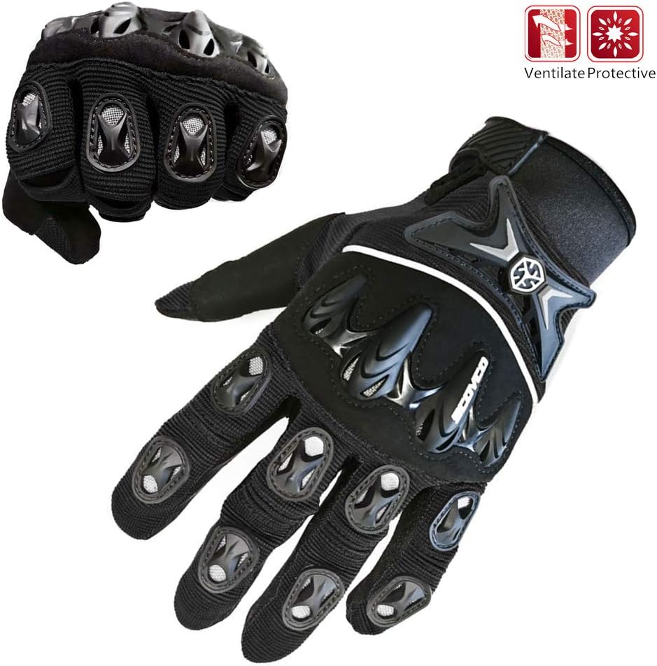 SCOYCO Knuckle Portable Full Finger Motorcycle Gloves Breathable Riding Gloves Powersports Cycling BMX Racing Gloves for Motocross ATV Bike Climbing Camping Hiking