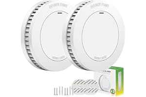Rundur Fire Alarm 10-Year Battery Fire Detector 3.5-Inch Mini Sleek Design with Test/Silent Button Photoelectric Smoke Alarm 