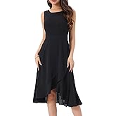 Allegra K Women's Summer Dresses 2025 Wrap Ruffle High Low Hem Round Neck Keyhole Back Sleeveless Floral Dress