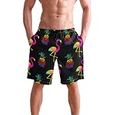 visesunny Hawaiian Men's Summer Beach Shorts Swim Trunks Sports Running Bathing Suits with Mesh Lining