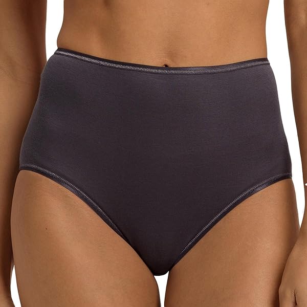 Hanro Women's Cotton Seamless Full Brief, Black Pearl at Amazon