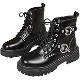 Women Platform Goth Boots Chunky Heel Punk Rave Boots Lace Up Combat Booties Round Toe Booties Shoes Cute Lolita Shoes