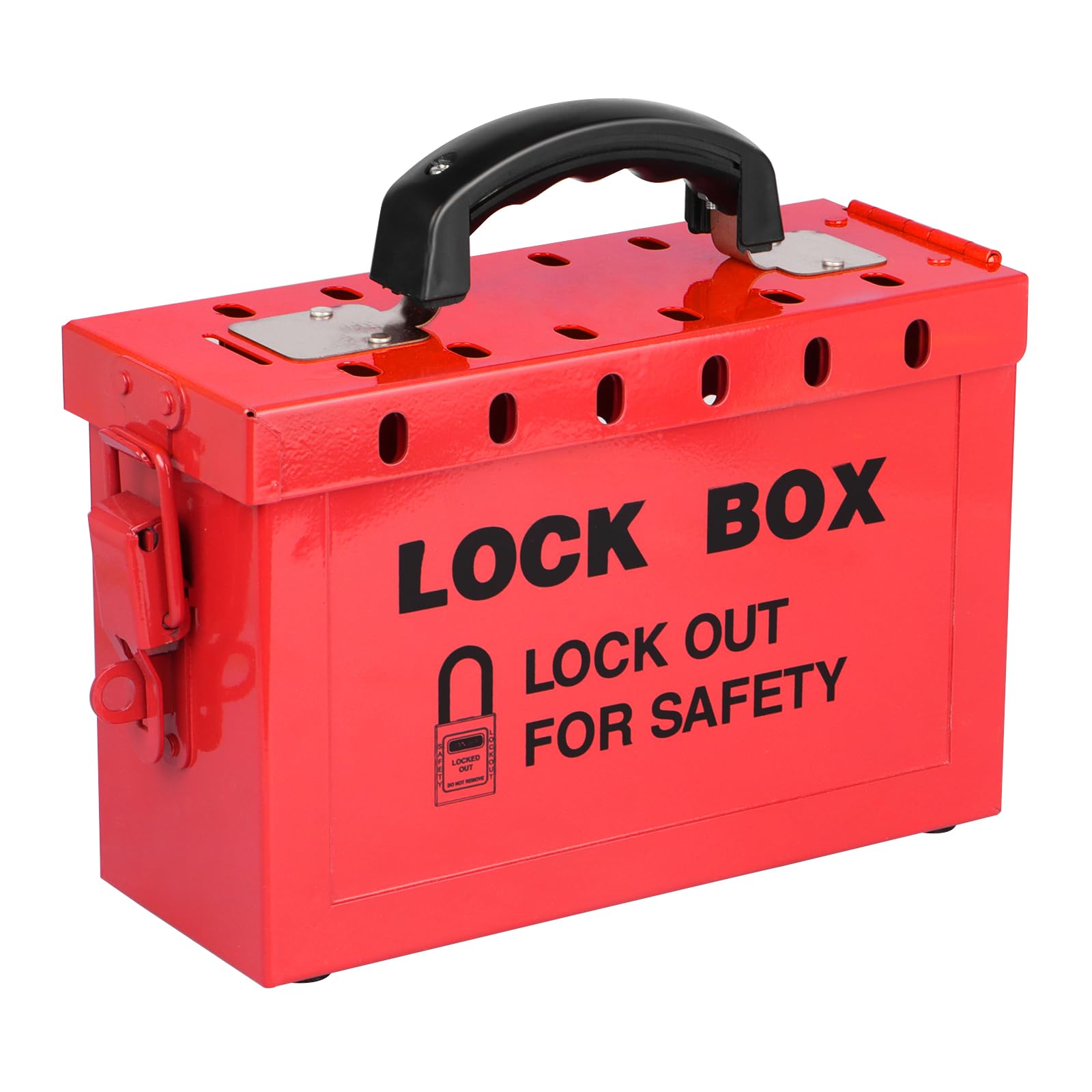 Photo 1 of RealPlus Lockout Tagout Box Portable Loto Group Lock Box, 12 Padlock Capacity, Red