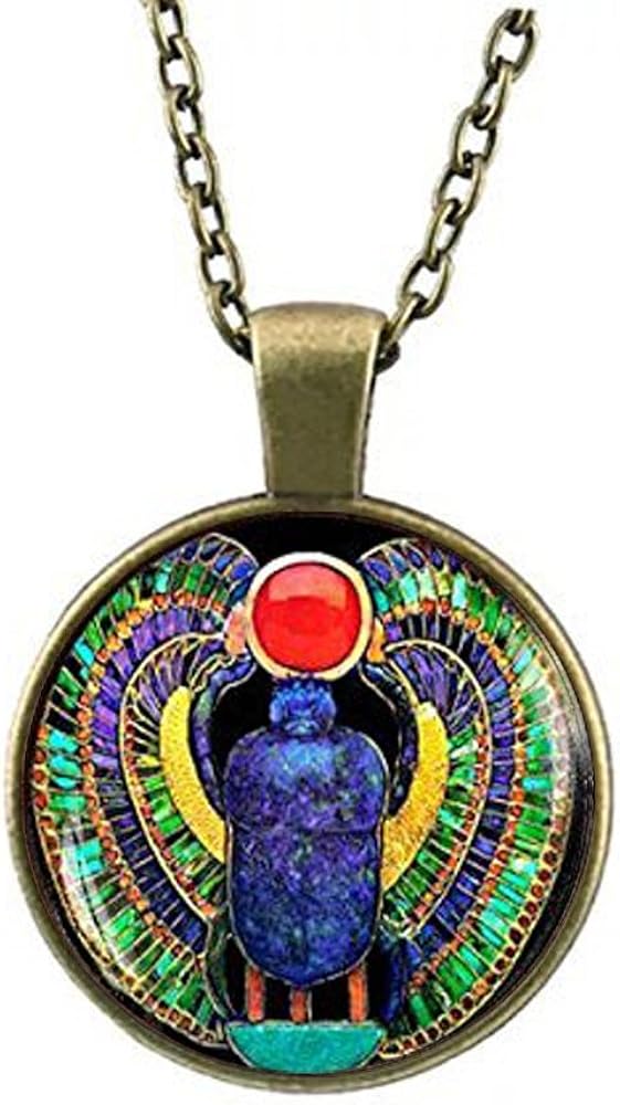 Rose Egyptian Scarab Necklace,Scarab jewelry,ancient egypt