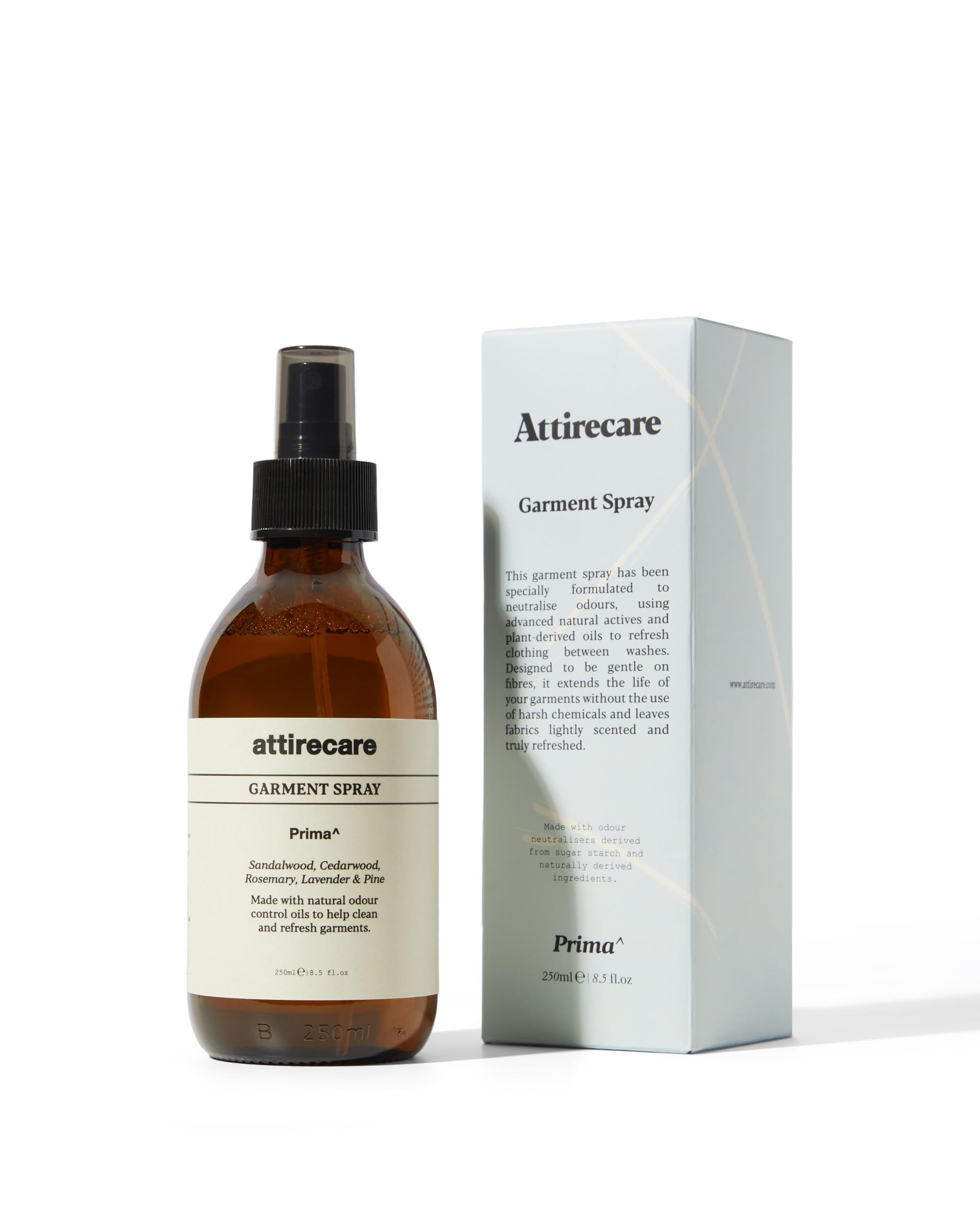 Attirecare Plant-Based Fabric Freshener Spray - Odour Eliminator for Clothes, Linen & Soft Furnishings -Sandalwood Cedar & Lavender Scent - 250 ml