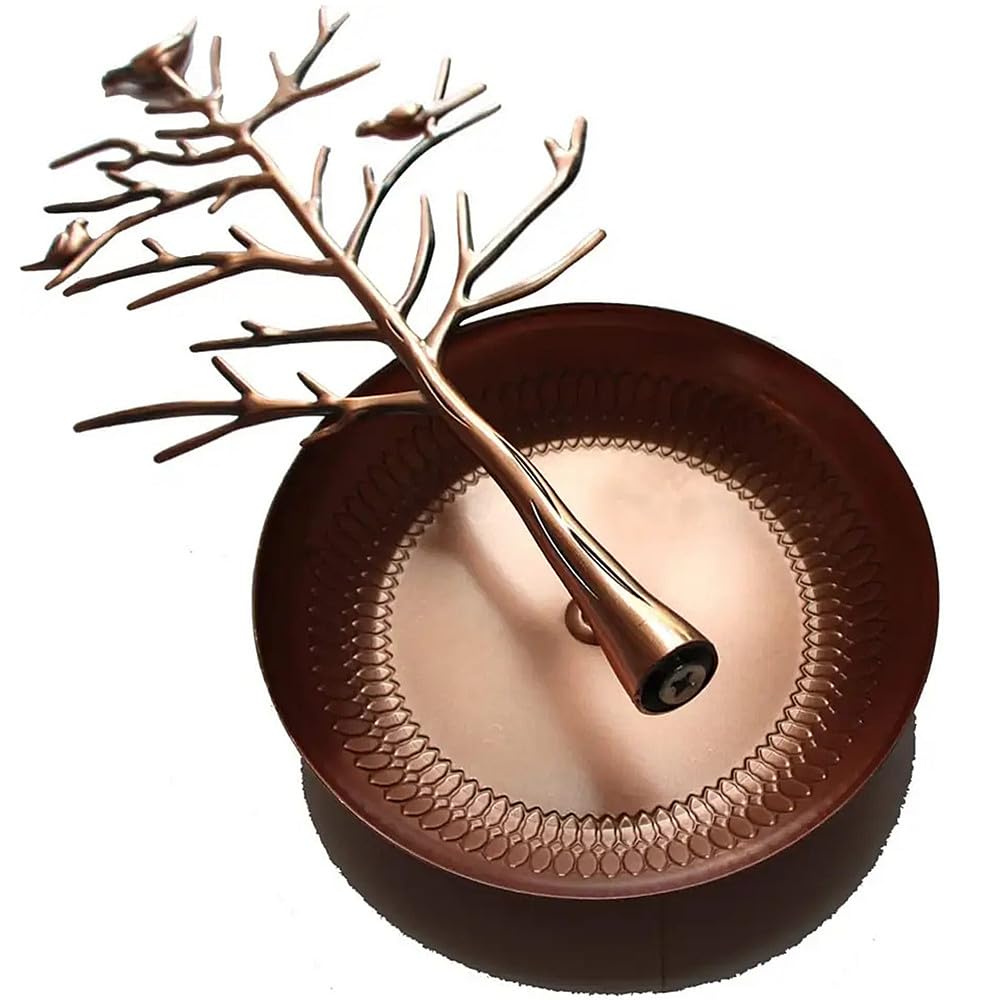 TRIXES Antique-Bronze Jewellery Tree Stand – Vintage Birds – Hang your Jewellery – Hanging Organiser Rack Tower - Display Stand