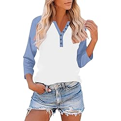 Henley Shirts for Women Y2K Contrast Color Block