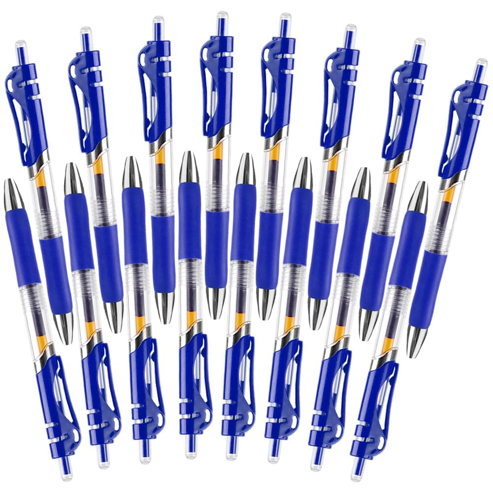 OFFCUP Rollerball Pens, 16pcs Retractable Ballpoint Pens, Gel Pens with Pocket Clip Liquid Ink Rollerball Pen Black ink Smooth Pens for Adult Writing Note Taking School & Office Supply (Blue)
