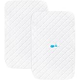 Bassinet Mattress Pad Cover Fit for AirClub/AMKE 3 in 1/HARPPA/TCBunny/MiClassic and Milliard Bedside Sleeper, Waterproof Bassinet Mattress Protector Quilted Bassinet Sheets (21" x 35") 2 Pack
